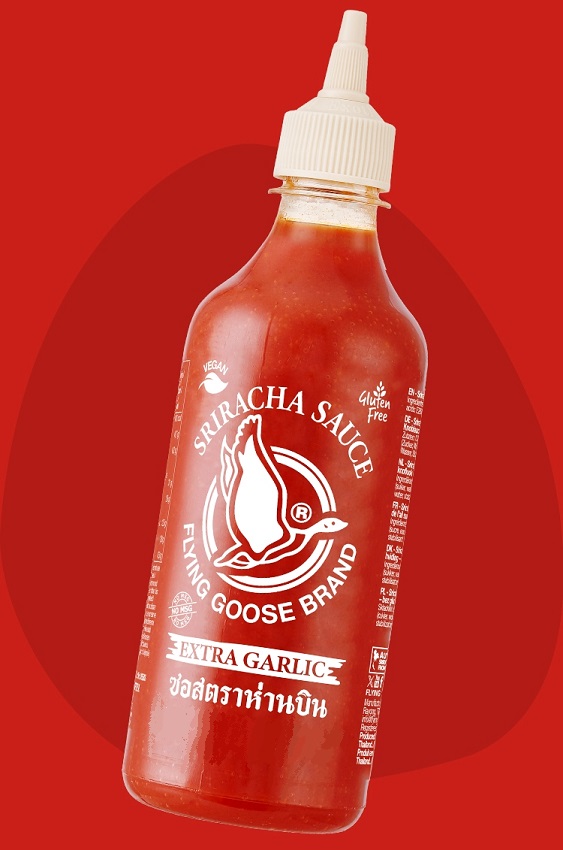 Salsa Sriracha con aglio senza glutammato - Flying Goose 730ml.  Salsa Sriracha con aglio senza glutammato - Flying Goose 730ml.